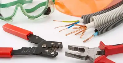 Electrical wiring repair with professional tools and safety equipment in Eagle, ID