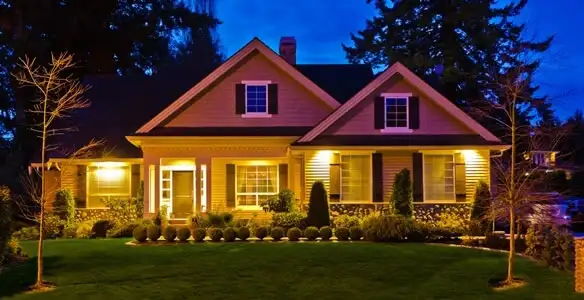 security light installation services illuminating a residential exterior at night in Boise, ID